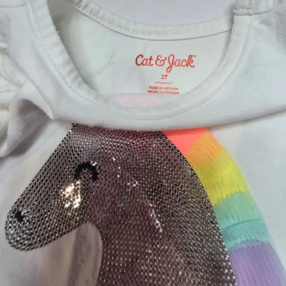 Cat Jack size 2T unicorn dress rainbow sequins purple tulle overlay